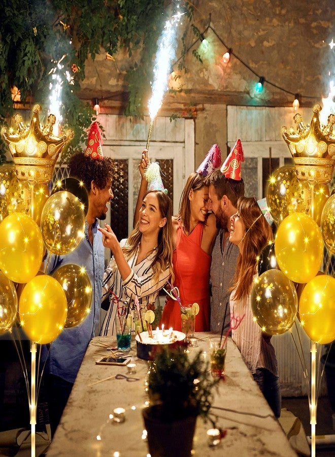 Sosation 2 Set Floor Crown Balloon Stand Kit Includes LED String Lights 42 Balloons 44 Sticks 26 Cups Gold Balloon Column Backdrop Decorations for Birthday Baby Shower Wedding Party - Image 5